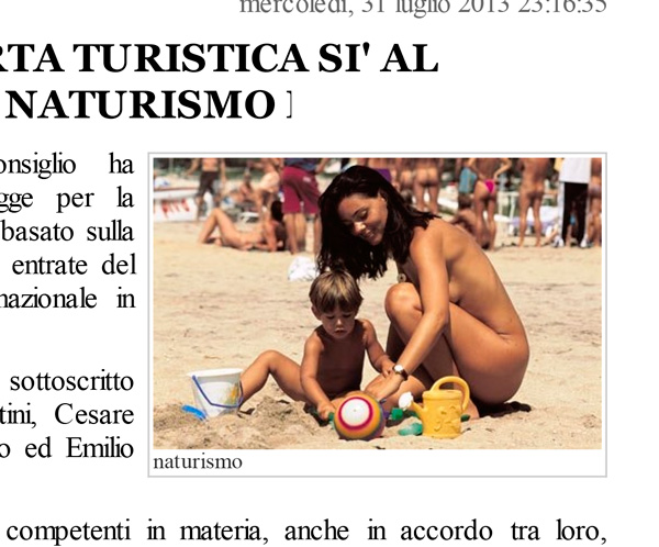 Legge regionale sul naturismo – Rassegna stampa.